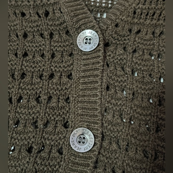 DKNY Jeans | Half Sleeves Brown Cardigan - Picture 6 of 8